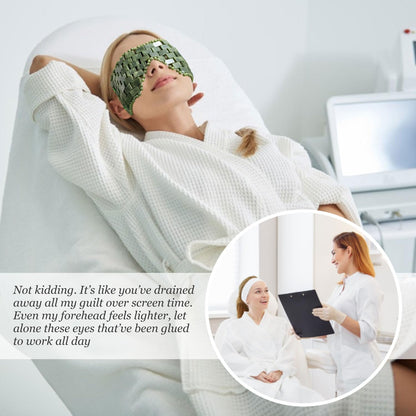 Jade Eye Mask,Large Facial Cooling Mask with 100% Real Jade for Hot & Cold Therapy,Green Stone Facial Eyes Sleeping Mask Relief Eye Cover