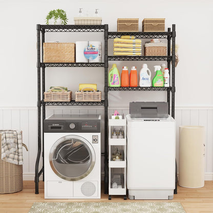 U15 Over Washer and Dryer Storage Shelves, Laundry Room Metal Rack | 6-Tier Shelf Space Saver Holds 568lbs, Above Washer Dryer Storage Rack for Organization, 63.4"W x 17.3"D x 76.4"H, Black