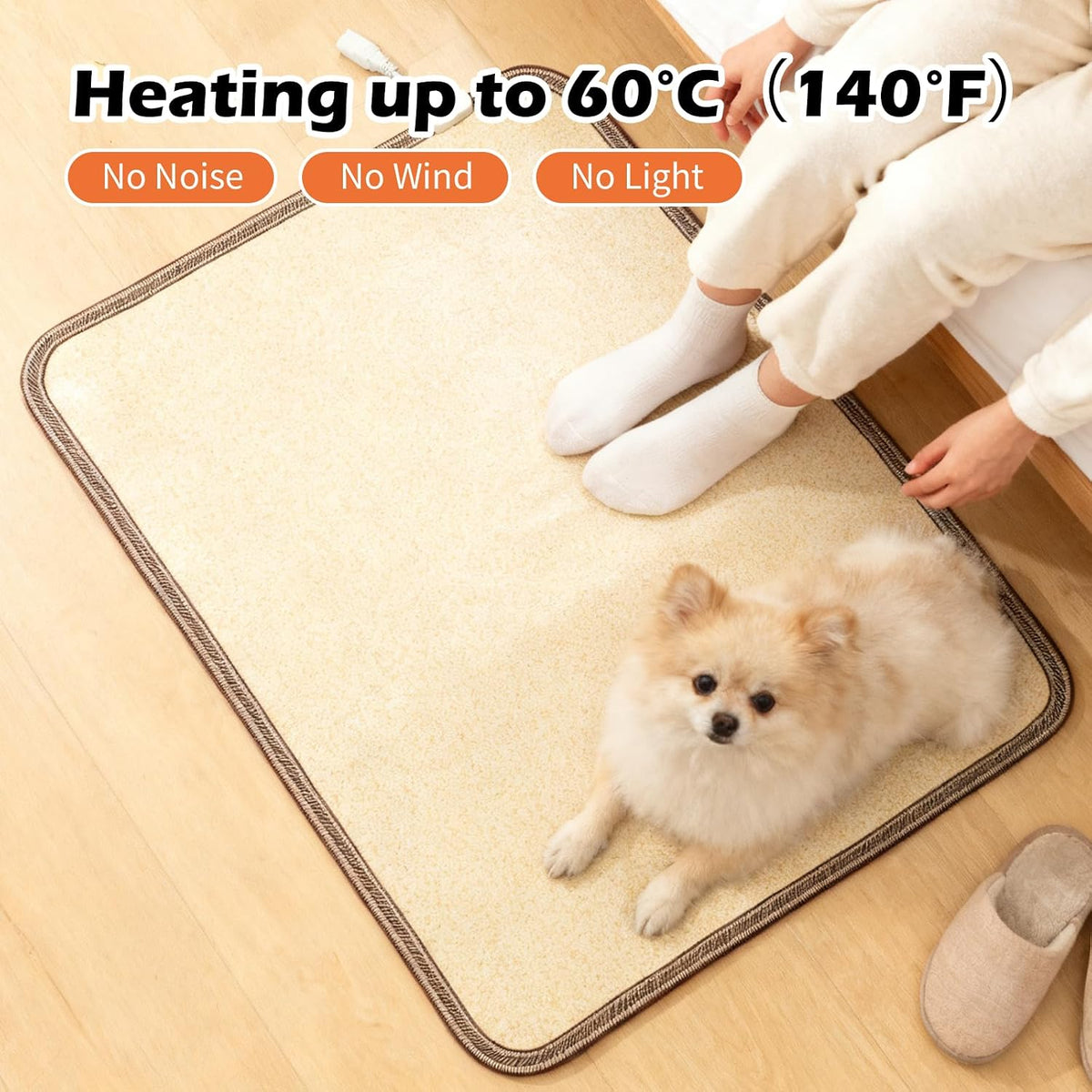 Large Heated Floor Mat, Under Desk Foot Warmer, 10 Temp Levels & Auto Shut Off Timer, Energy-Saving, Waterproof, for Office, Home, Study Play Room 120V 120W 18.5x26.4 inch NM