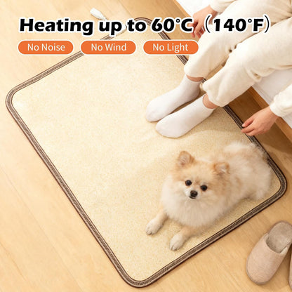 Large Heated Floor Mat, Under Desk Foot Warmer, 10 Temp Levels & Auto Shut Off Timer, Energy-Saving, Waterproof, for Office, Home, Study Play Room 120V 120W 18.5x26.4 inch NM