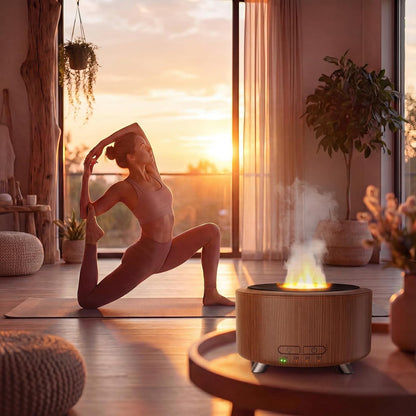 Essential Oil Diffuser for Home, 500ML Aromatherapy Diffuser Oil Machine for Office Room Yoga, Aroma Diffuser with Auto-Off Function, 9 Colors LED Night Light, Light Wood