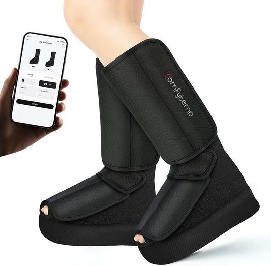 Comfytemp Cordless Foot and Calf Massager with Heat, Birthday Gift for Men Women Dad Mom Seniors, Rechargeable Leg and Feet Compression Massage for Circulation and Pain Relief (Fits Size 6 to 10)