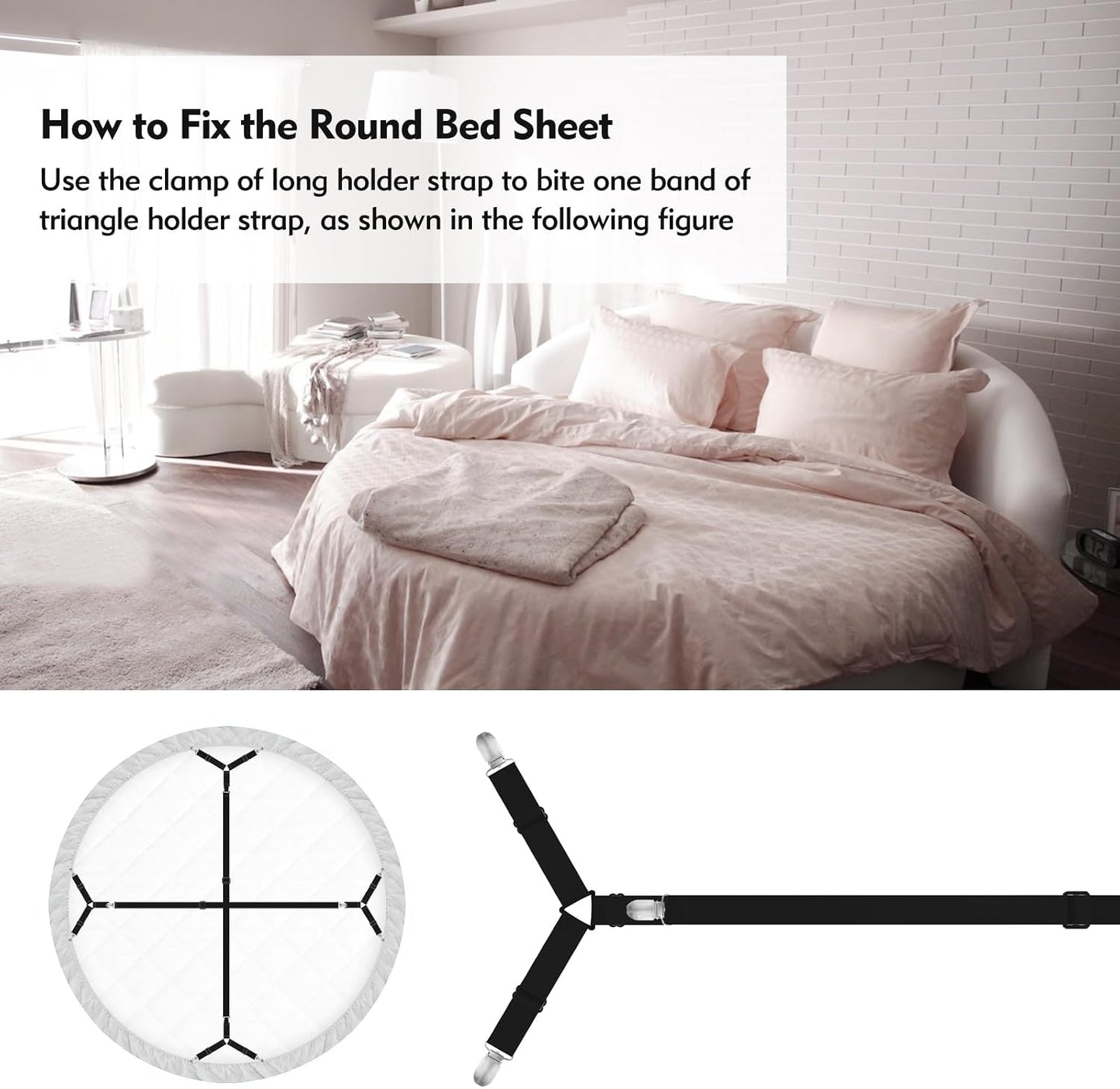 Bed Sheet Holder Straps, 2 Pcs Adjustable Mattress Sheet Clips, Bed Sheet Fasteners Elastic Sheet Suspenders to Keep Bed Sheet in Place for Different Beds (X-Purple)