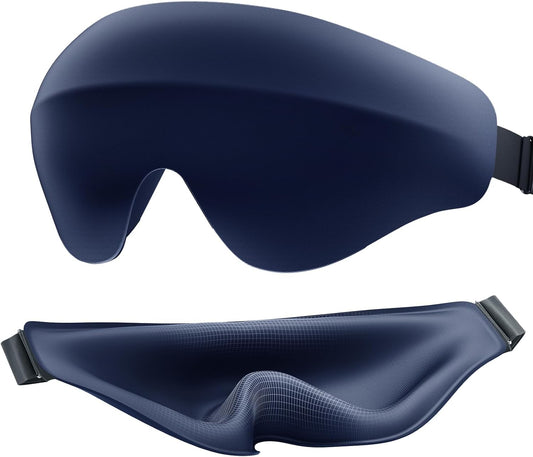 Sleep Mask for Side Sleeper Men Women, 100% Light Blocking Eye Mask for Lash Extensions, Soft 3D Contoured Zero Pressure Blindfold Sleeping Masks for Travel, Breathable Adjustable Eye Cover, Navy
