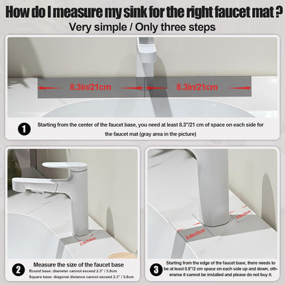Stone Faucet Mat For Kitchen Sink, 23.6" Diatomite Quick Drying Stone Mat For Kitchen Sink, Sink Splash Guard, Super Absorbent, Sink Stone Quick Dry Around Faucet For Bathroom Counter (White)