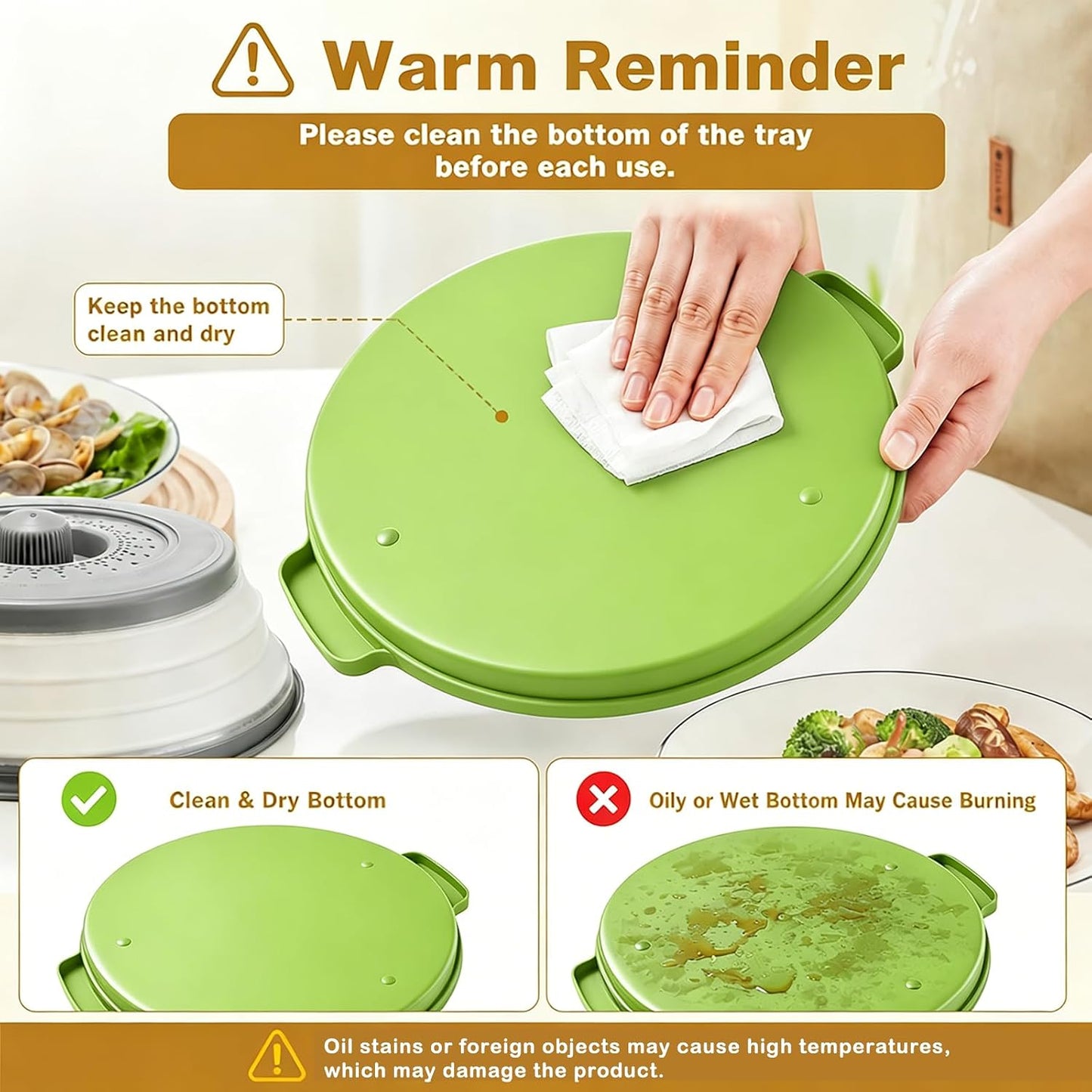 Microwave Splatter Cover with Anti-Scald Tray, 10.7" Collapsible - Red | Collapsible microwave food cover with an anti-scald tray. Fits most plates up to 10.7 inches and helps reduce food splatter.
