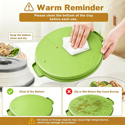 Microwave Splatter Cover with Anti-Scald Tray, 10.7" Collapsible - Red | Collapsible microwave food cover with an anti-scald tray. Fits most plates up to 10.7 inches and helps reduce food splatter.