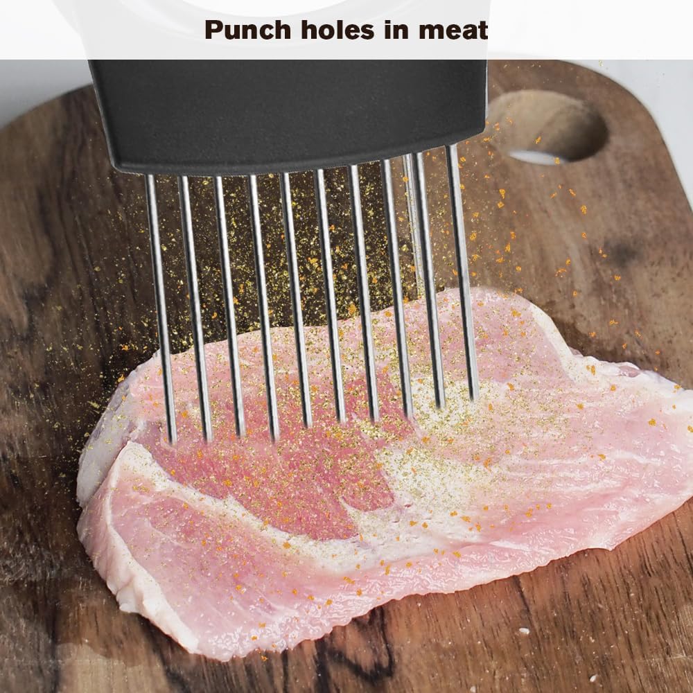 Onion Holder for Slicing, 2025 New Stainless Steel Onion Slice Holder Lemon Slicer Vegetable Cutter, Kitchen Chopper Slicing Assistant Tool for Meat, Onion, Potato, Tomato (A-1PCS)