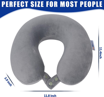 SAIREIDER Travel Pillow 100% Pure Memory Foam Travel Neck Pillow, Airplane Pillow for Traveling、Car、Home、Office，Washable Cover（Black）
