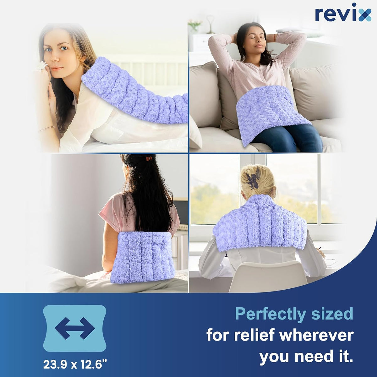 REVIX Extra Large Microwavable Heating Pad for Back, Heating Wrap, Purple