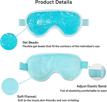 Cooling Gel Eye Mask with Eye Holes, 2 PCS Cold Eye Packs for Puffiness & Swelling, Reusable Hot Cold Compress Heat Ice Gel Pack, Purple and Pink