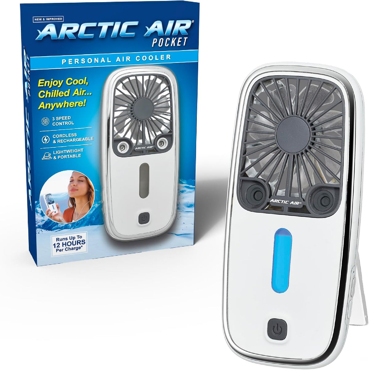 Arctic Air Pocket Chill Handheld Mini Fan, Portable Personal Cooling Fan