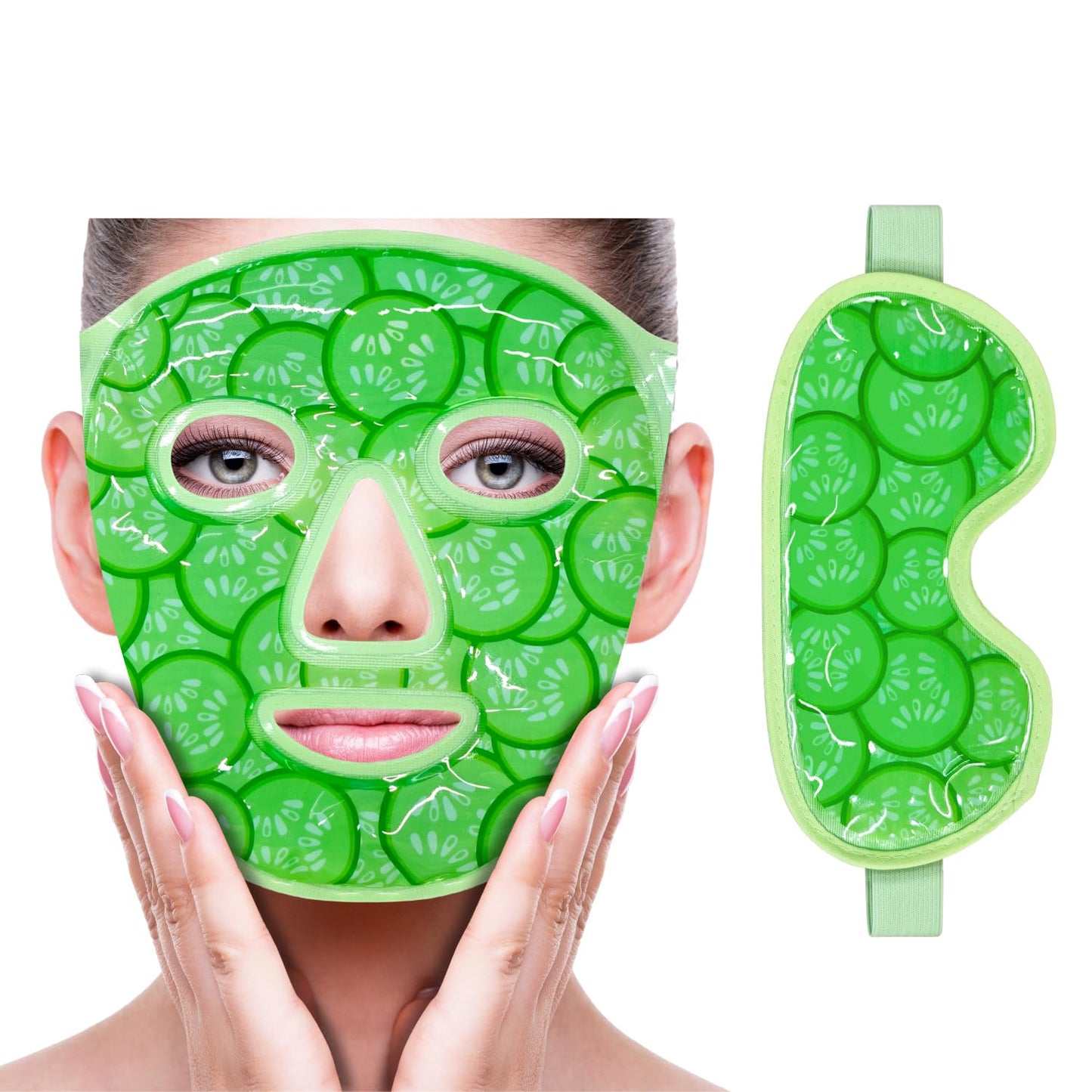 ZNÖCUETÖD Cold Face Eye Mask Ice Pack Reduce Facial Puff, Dark Circles, Hot Cold Compress Pack, Face SPA Gift for Woman Sleeping, Pressure, Headaches, Skin Care, Post Laser Cosmetic Care, Reversible