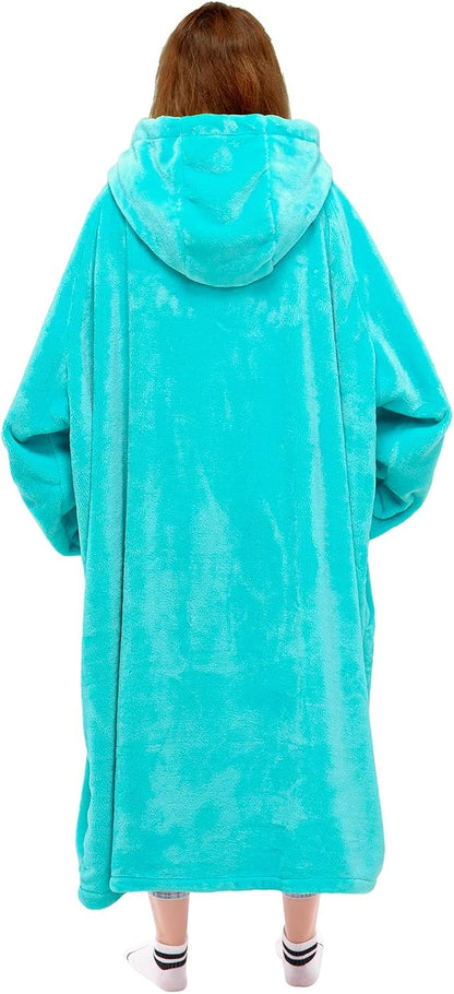 Wearable Blanket Sweatshirt Gifts for Women and Men, Warm and Cozy Giant Blanket Hoodie, Thick Flannel Blanket with Sleeves and Giant Pocket - Dark Gray