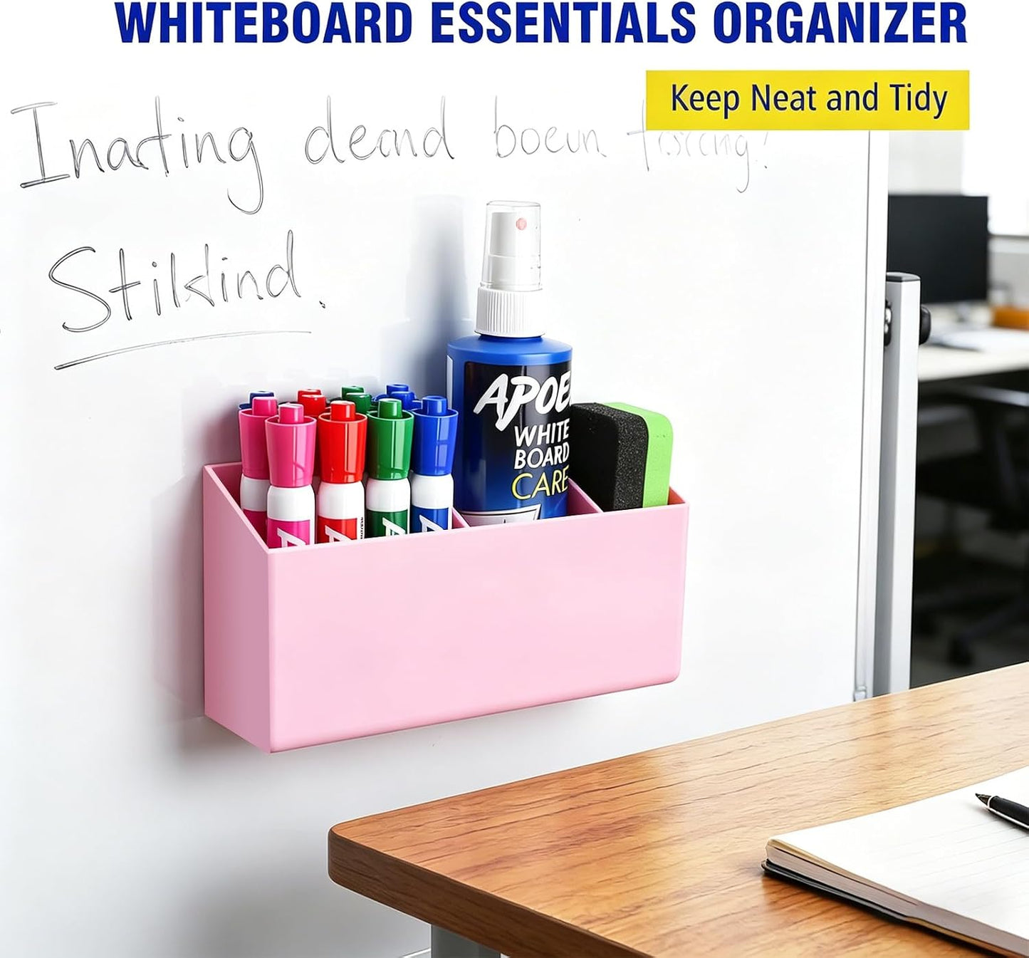 Magnetic Marker Holder for Whiteboard, Fridge, Teacher Must Have | Acrylic Magnet Dry Erase Pen Holder for Refrigeator, Anti-slip Pencil Holder for Classroom, Locker Organizer Accessories