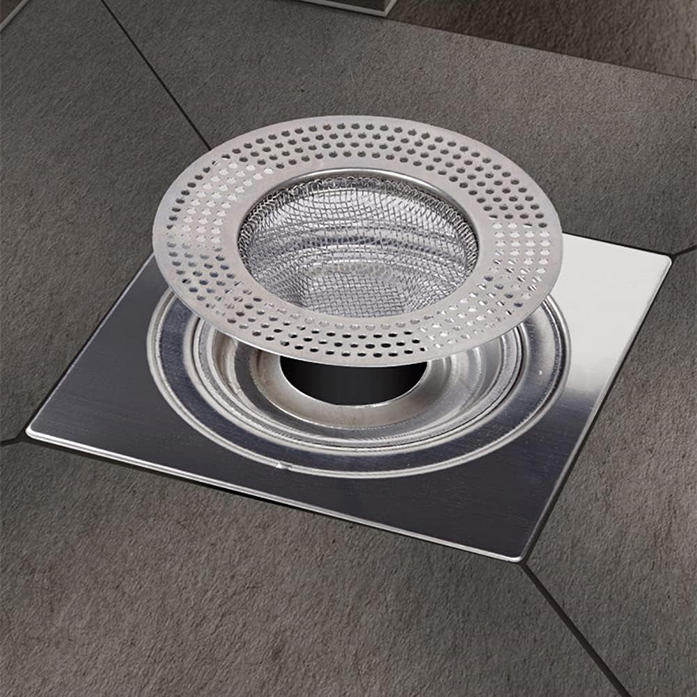 2pcs Heavy Duty Stainless Steel Slop Basket Filter Trap, 2.75" Top / 1" Mesh Metal Sink Strainer Shower Drain Hair Catcher for Kitchen Bathroom Bathtub Wash Basin Floor Balcony Drain Hole, Utility