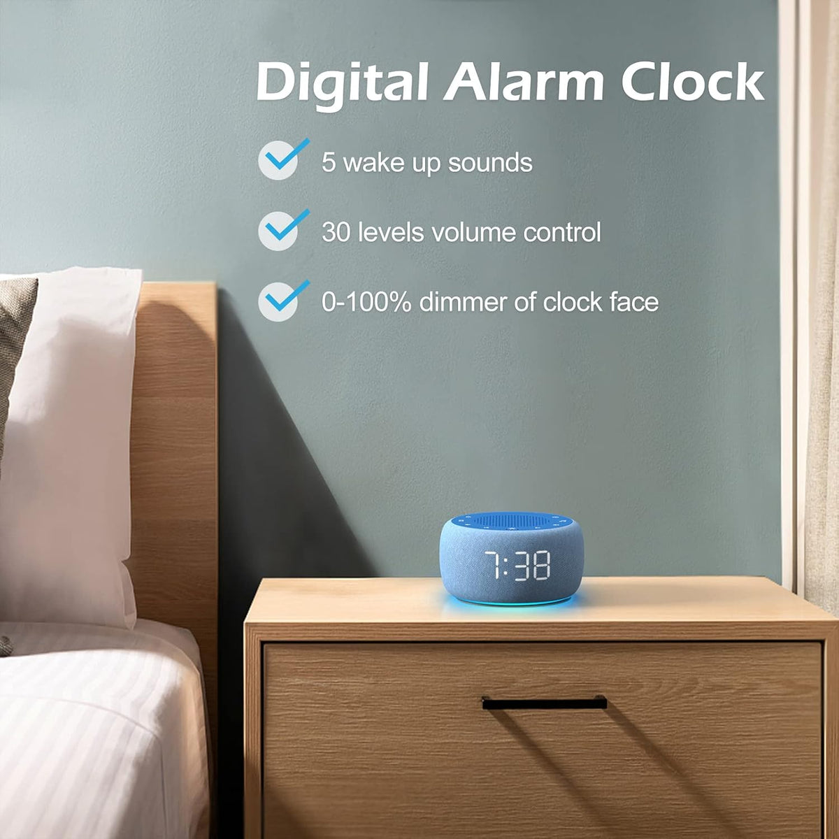 Buffbee Pro 2nd Gen| Sound Machine, Alarm Clock with Bluetooth Speaker