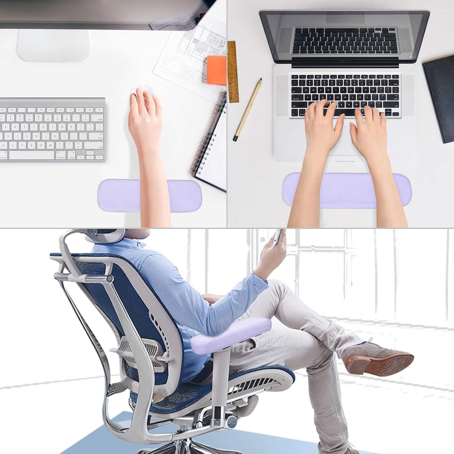 MOSISO Chair Armrest Pads, Home/Office Chair Arm Rest Covers, Black | 2 Pack Memory Foam Comfy Computer Gaming Elbow Cushion, Removable Washable Elbow, Support Forearm Pressure Relief