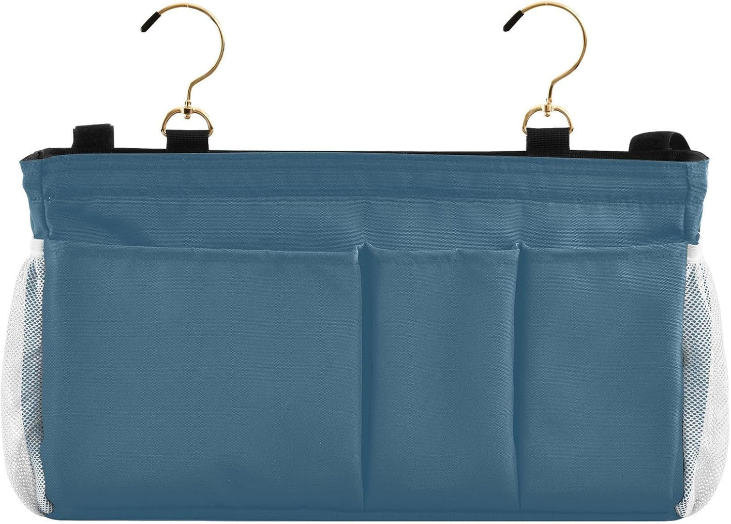 Black Bedside Caddy Storage Bag Bedside Organizer for Bed Rails College Dorm Room Organizer Caddy Hanging Shelf 6 Pockets with Hooks for Drinks Magazine Phone Holder