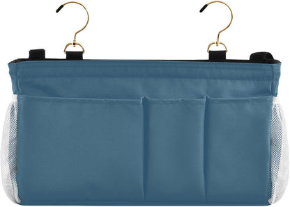Black Bedside Caddy Storage Bag Bedside Organizer for Bed Rails College Dorm Room Organizer Caddy Hanging Shelf 6 Pockets with Hooks for Drinks Magazine Phone Holder