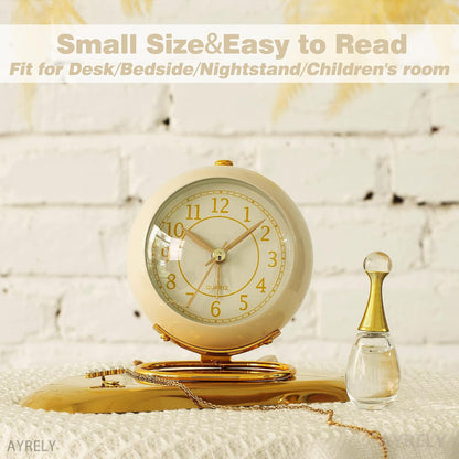 AYRELY® Battery Operated Analog Desk Alarm Clock with Light, Table Clock | Retro Aesthetic Clock with Silent Non-Ticking Movement for Bedside, Bedroom, Kitchen, Office, Travel & Kids' Room(Light Pink)