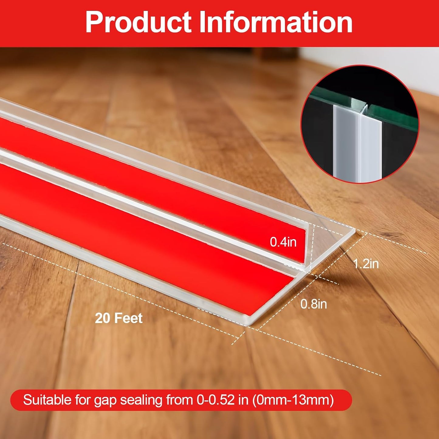 2" W x 20Ft T-Shaped Silicone Weather Stripping Seal for Door Frame | Door Seal Tape for Doors and Windows, Door Draft Seal for Energy Saving, Blocks Cold Drafts and Reduces Noise