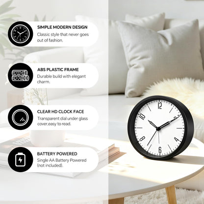 Silent Analog Loud Alarm Clock for Bedrooms, 4.5" Battery Operated Alarm Clock with Modern Round Design, Plastic Small Desk Clock for Heavy Sleepers Adults Teens Seniors College Dorms, Green