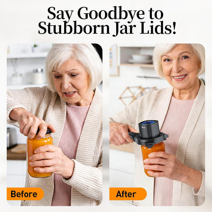 Diray 2-in-1 Electric Jar & Bottle Opener, Power-Clamp Auto Lock & Manual Twist, Smooth Mechanical Feel, Durable Tool for Arthritis Sufferers & Elderly, Free Anti-Slip Gripper Pad