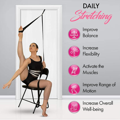 Stretching Strap with Door Anchor for Splits and Flexibility Training | Improve Leg Flexibility at Home, Ideal for Ballet, Dance, Cheerleading, Yoga, Pole Dance and Gymnastics