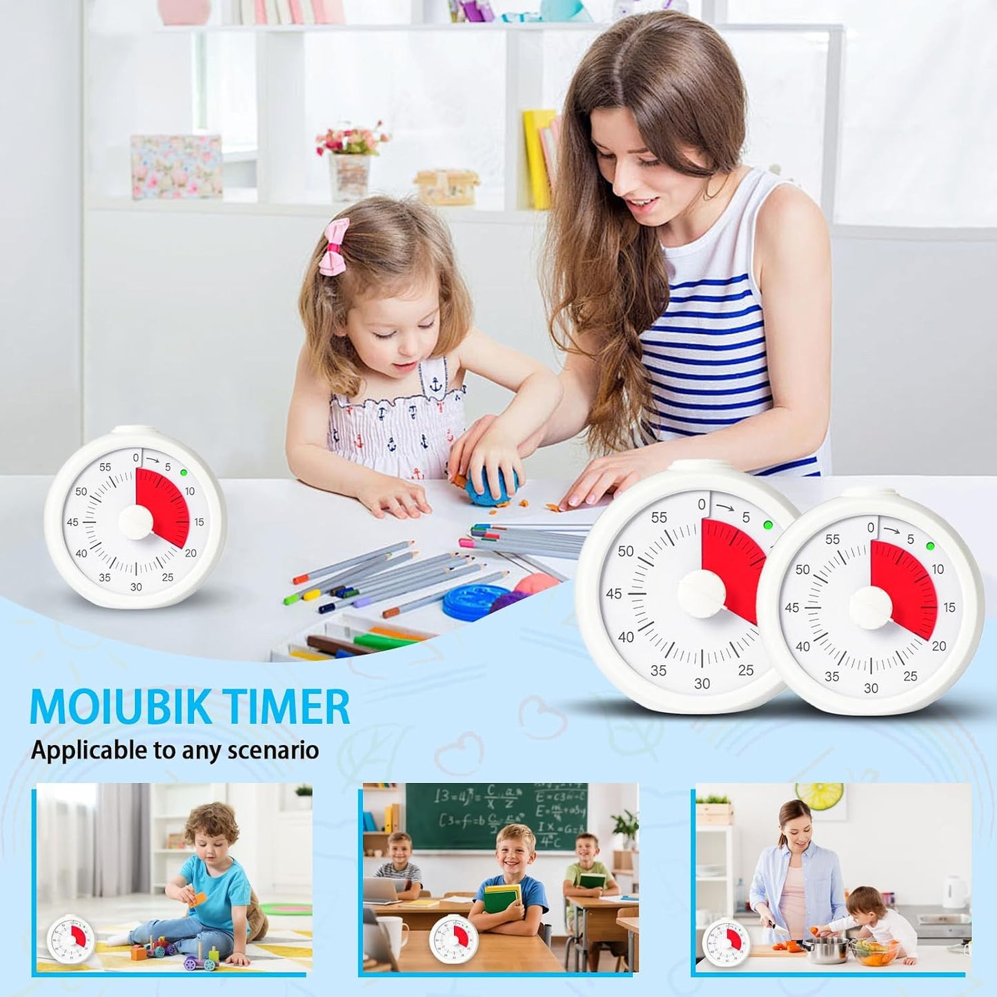 Visual Timer for Kids 60 Minute Countdown Timer Rainbow Disk Desk Timer Clock for Classroom Study Office Kitchen with Silent Operation (Purple)