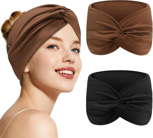 2-Pack Bluetooth Headband for Women, Wirless Headband with HD Stereo Speakers, Fashion Headband Headphones for Workout, Running, Yoga, Travel, Casual Wear, Meditation