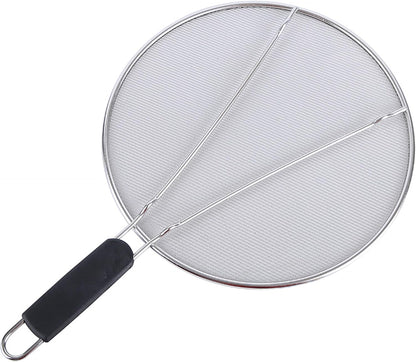 Splatter Screen for Frying Pan: Stainless Steel Grease Splatter Guard Oil Splatter Guard for Cooking, Mesh Frying Screen Keeps Kitchen Clean and Protects Skin From Burns (Red, 11in)