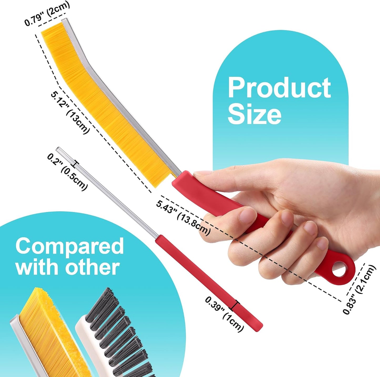 JOYMOOP 4 Pack Crevice Cleaning Brush, Hard Bristle Grout Brush, House Cleaning Supplies, Magnetic Gap Cleaning Brush for Kitchen, Bathroom, Window, Toilet, Multifunctional Cleaning Tools-4 Colors