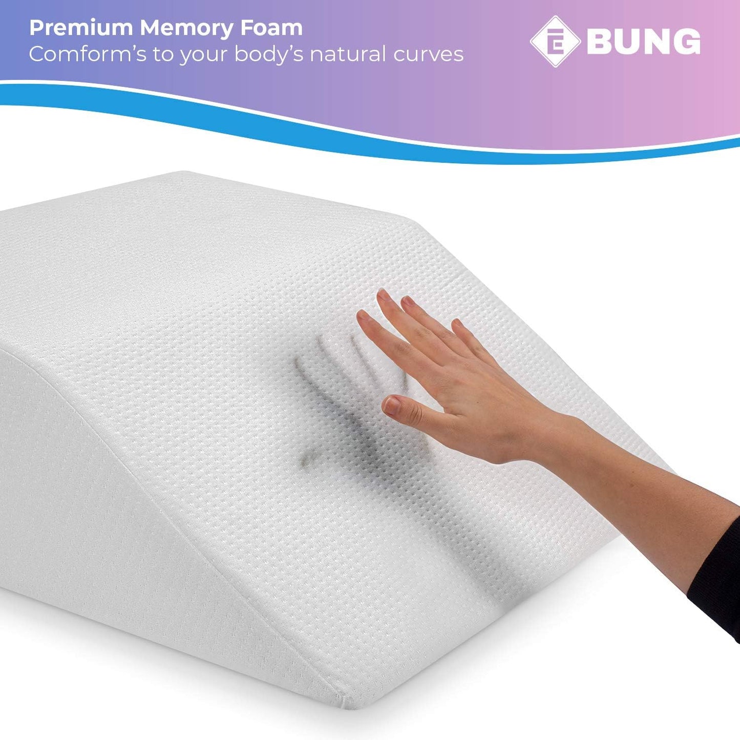Ebung Memory Foam Leg Elevation Pillow - Support Pillow to Raise Feet for Better Elevation, Circulation, Leg Swelling Wedge Design for Comfort and Recovery
