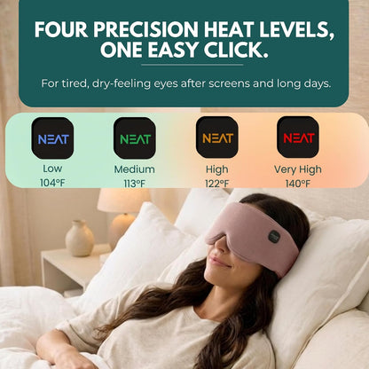 Heated Eye Mask – Cordless Electric Warm Eye Compress for Dry Eyes, Stye & Eye Strain Relief – 4 Heat Settings, Rechargeable, Light-Blocking, Blackout, Washable Cover (Ocean Stone)