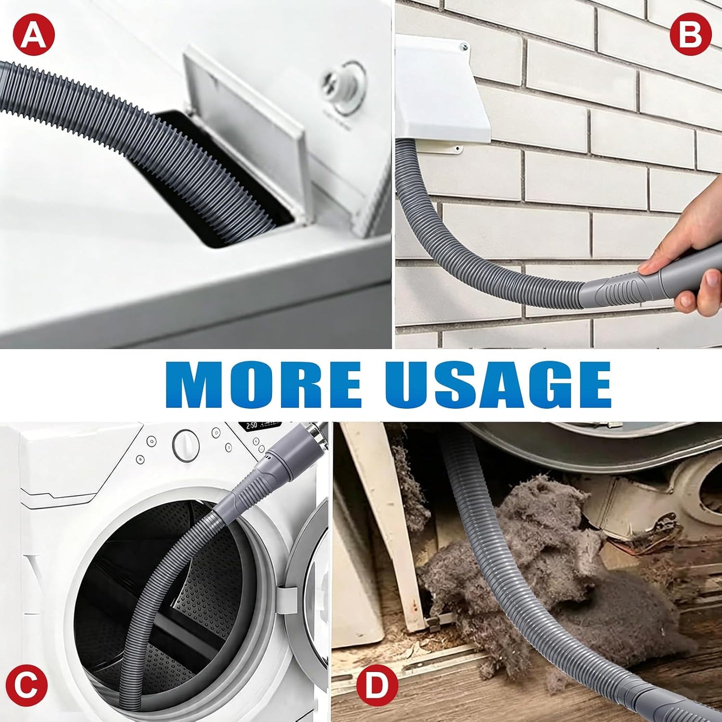 Upgraded Dryer Vent Cleaner: Universal Vacuum Hose Attachment Fits All Vacuums Cleaner, Deep Cleaning Tools for Clogged Ducts & Lint Removal