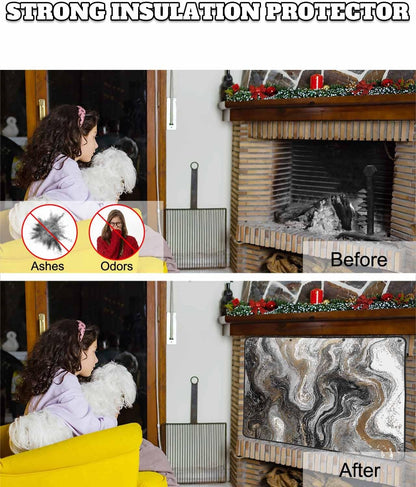 Magnetic Fireplace Cover Sage Green Marble Fireplace Screen Decorative Abstract Fluid Art Insulation Fireplaces Blocker Blanket Save Energy Fireplaces Draft Stopper Covers for Living Room 36x30 Inch
