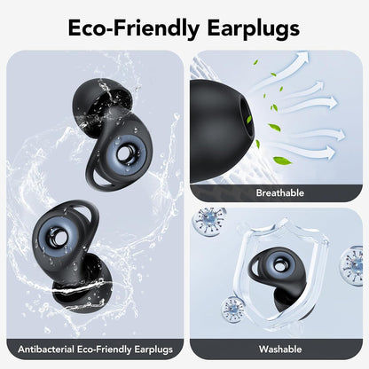 Ear Plugs for Sleeping,Noise Cancelling Silicone Earplugs,Concert,45 dB,Soft and Reusable,Hearing Protection with 8 Earpieces in 4 Sizes(XS/S/M/L),Carrying Bag,for Concert,Sleeping,Black