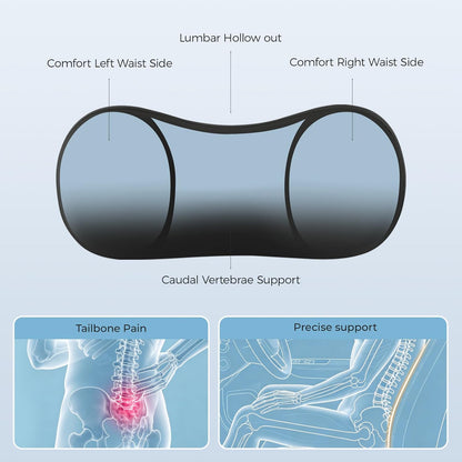 BABUR Lumbar Support Pillow for Car, Coccyx Pain Relief Cushion | Tightly Around the Coccyx, Ergonomics Memory Foam, Skin-Friendly Fabric, Fit Car Drive, Office Chair, Rest Seat, Wheelchair
