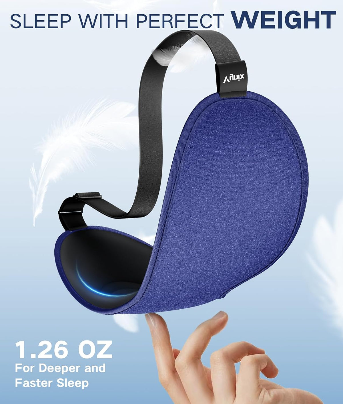 Vynix® Sleep Mask for Men Women-Eye Masks for Side Sleepers, 3D Contoured Night Blindfold 100% Blockout Pressure-Free, Soft Lightweight Breathable Eye Cover Shade Sleeping for Airplane, Travel, Black