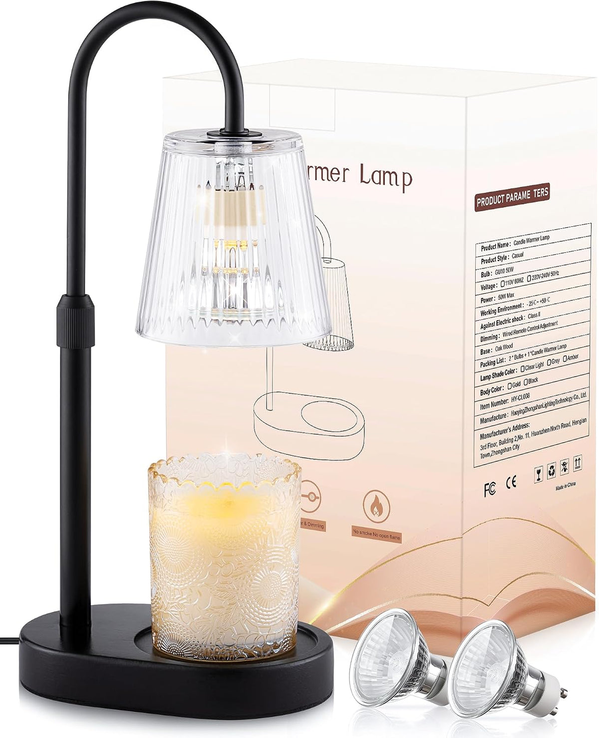 Adjustable Candle Warmer Lamp with Timer - Electric Light Wax Warming