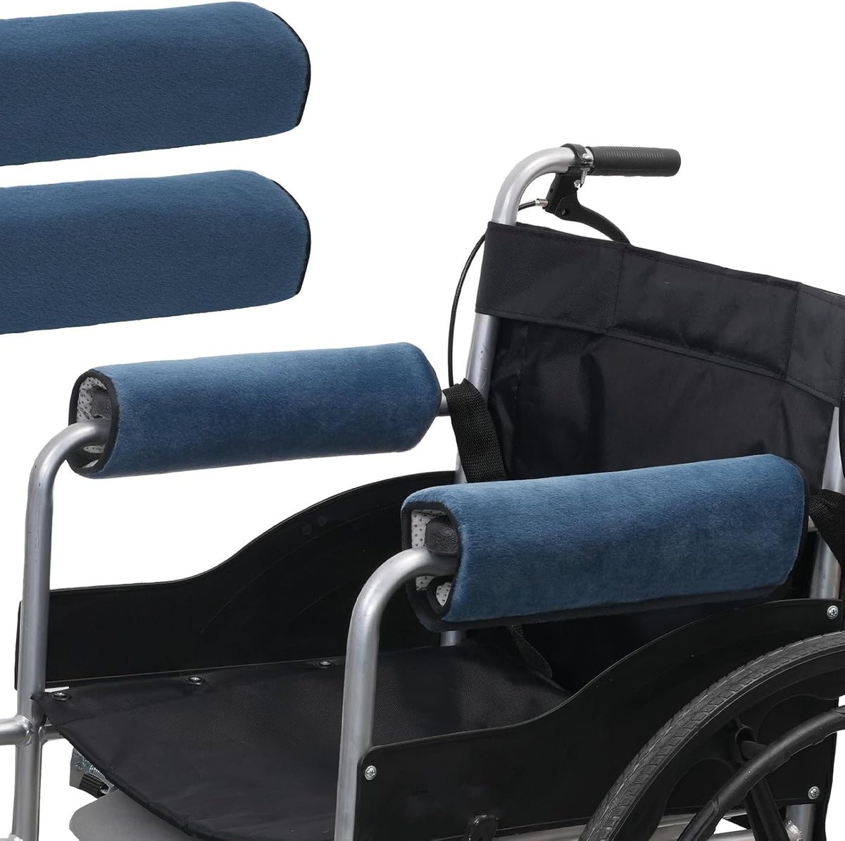 lefeke 2 Pack Wheelchair armrest Pads - Soft Velvet Foam armrest Covers for wheelchairs, Office Chairs and armchairs, etc., Effectively relieves arm Pressure and Prevents Soreness (Blue)