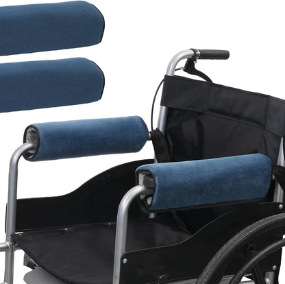 lefeke 2 Pack Wheelchair armrest Pads - Soft Velvet Foam armrest Covers for wheelchairs, Office Chairs and armchairs, etc., Effectively relieves arm Pressure and Prevents Soreness (Blue)