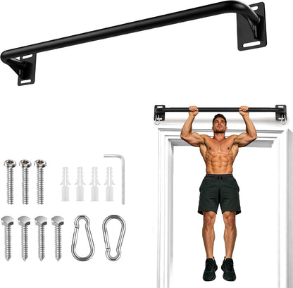Wall Mount Pull Up Bar, Heavy Duty Alloy Steel Hanging Bar for Exercise, Multi-Functional Doorway Pull Up Bar for Home Gym Workout