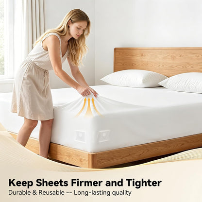 Bed Sheet Holders for Corners and Sides, 4Pcs Heavy Duty Sheet Straps & Grippers, Mattress Sheet Holder Keep Sheets Tight All Night, Universal Fit for Fitted Sheets, Queen King Twin RV