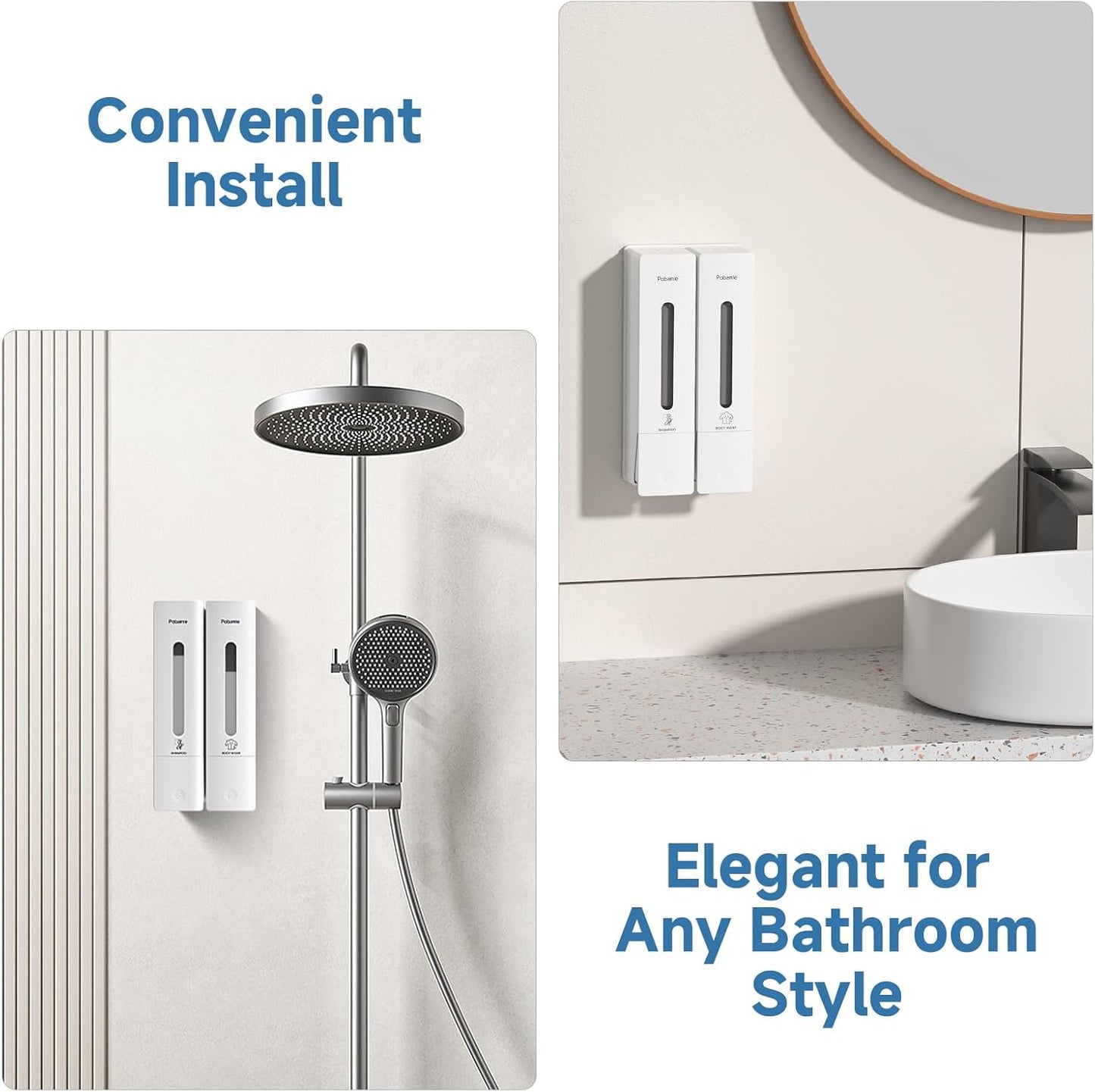 1984 Shower Soap Dispenser Bathroom Set Shampoo Conditioner Body Wash Dispenser Wall Mounted Shower Shampoo Dispenser 3 Chamber No Drill for Home Star Hotel 3 x 400ml Pink