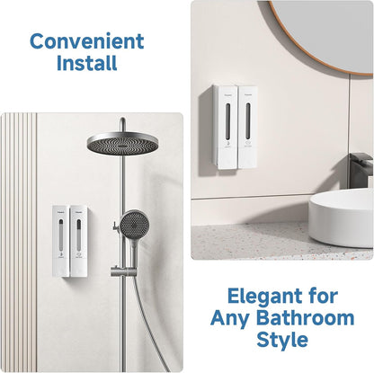 1984 Shower Soap Dispenser Bathroom Set Shampoo Conditioner Body Wash Dispenser Wall Mounted Shower Shampoo Dispenser 3 Chamber No Drill for Home Star Hotel 3 x 400ml Pink