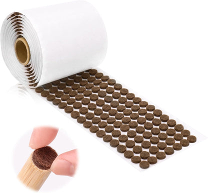 1000 Pcs 3/8" Self Adhesive Felt Furniture Pads Brown Cabinet Door Bumpers 1/8" Thick Small Felt Pads Round Furniture Feet Floor Protectors for Kitchen Chair Legs Hardwood Floors Coasters Drawers