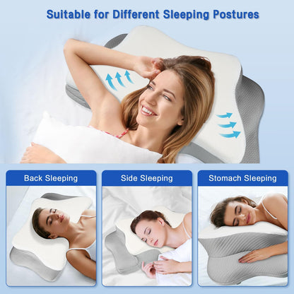 Pain Relief Cervical Pillow for Neck Support, Adjustable Ergonomic Pillow | Cozy Sleeping, Odorless Orthopedic Memory Foam Pillow, Contour Bed Pillow for Side Back Stomach Sleeper