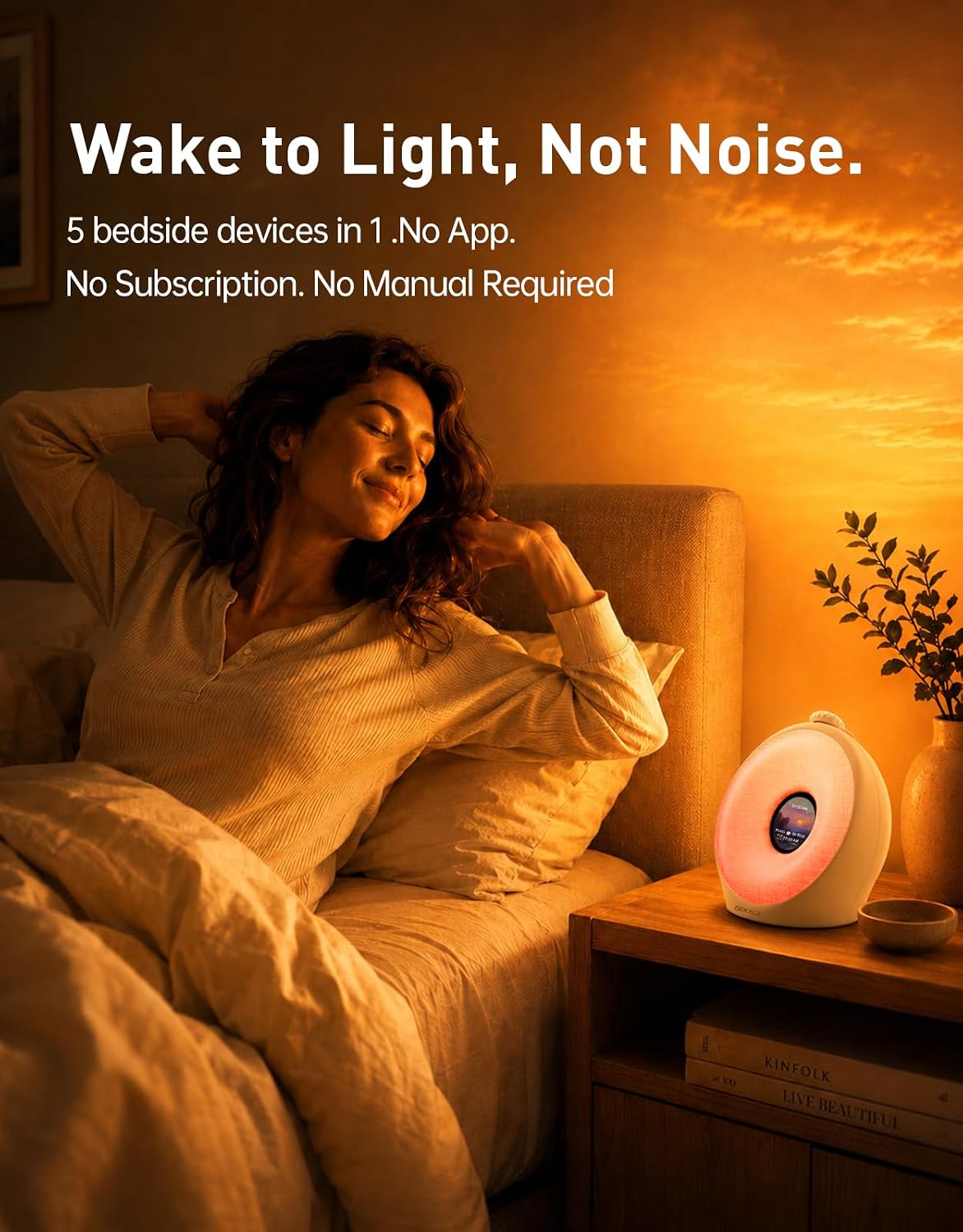 Dekala Sunrise Alarm Clock with Pulse Wake, 7-Day Programmable 4 Loud Alarm
